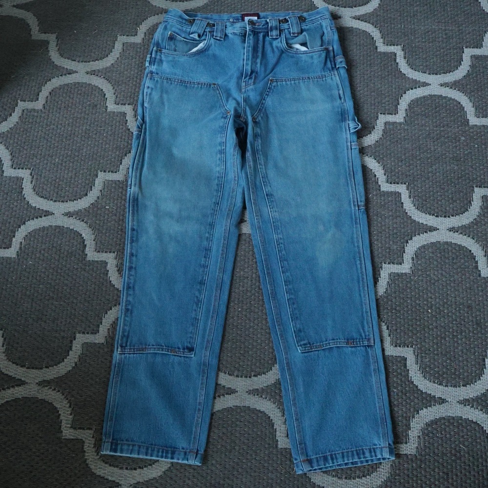 Vtg Five Brother Jeans Mens 34x32 Blue Double Knee Canvas Pants Carpenter Work